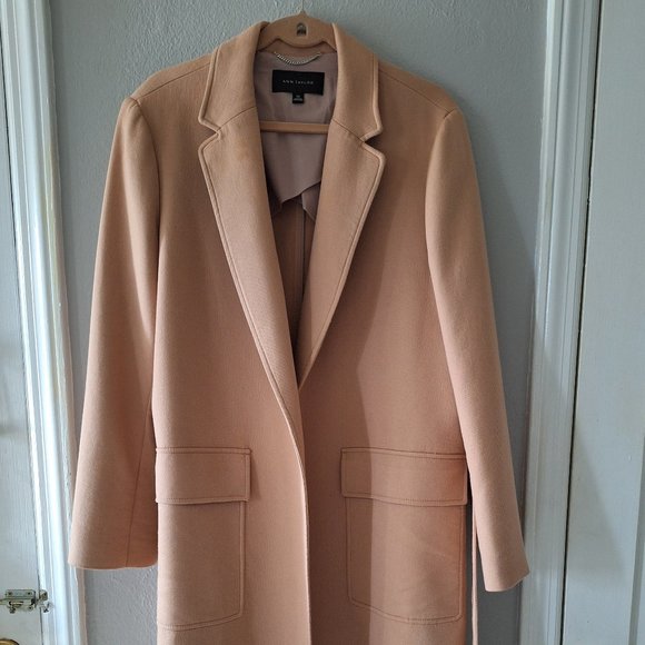 Ann Taylor Salmon Pink Long Wrap Coat Winter/Spring Cotton Blend Size XL - Picture 2 of 8